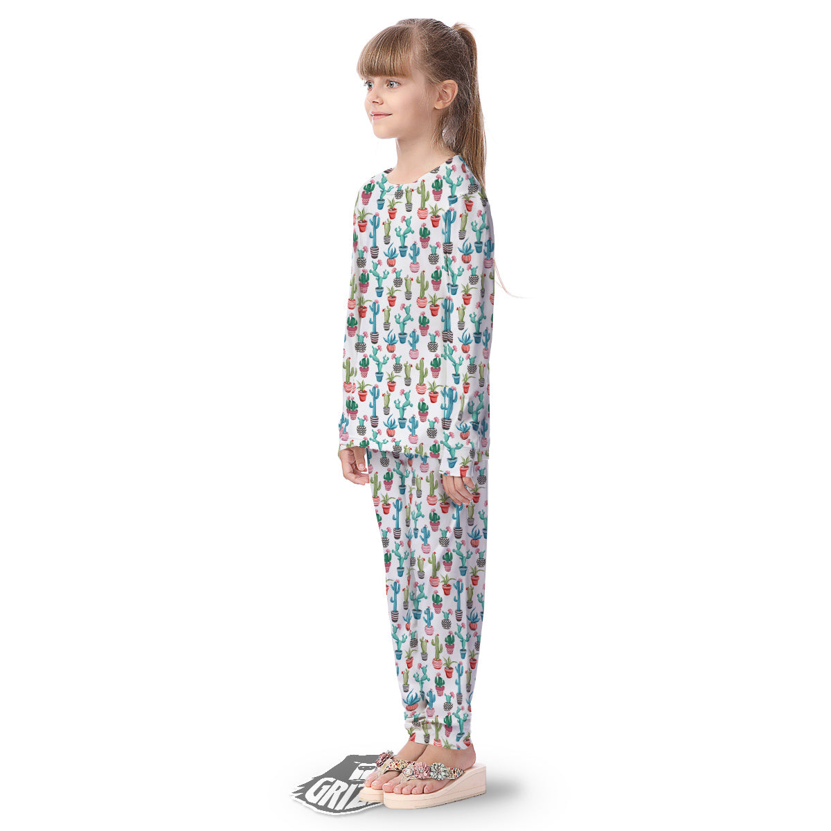 Succulent And Cute Cactus Print Kid's Pajamas-grizzshop