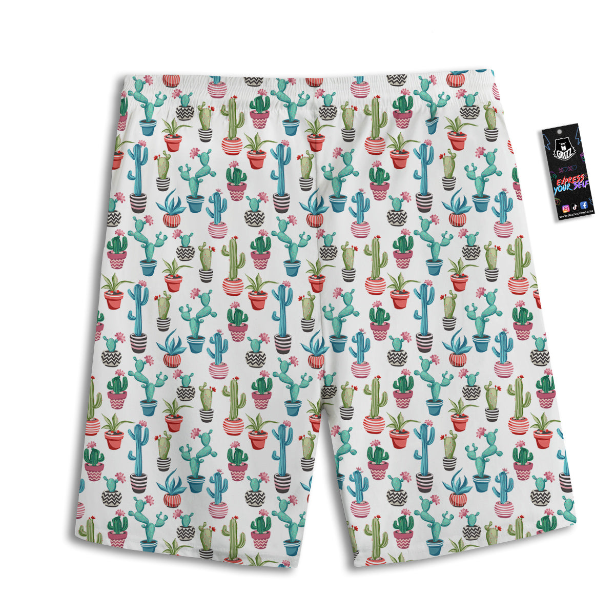 Succulent And Cute Cactus Print Men's Athletic Shorts
