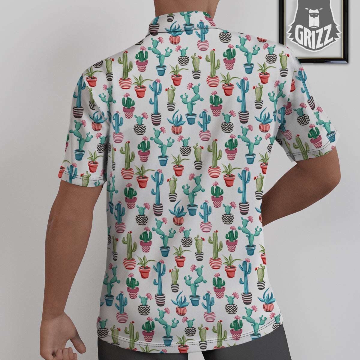 Succulent And Cute Cactus Print Untucked Shirts-grizzshop
