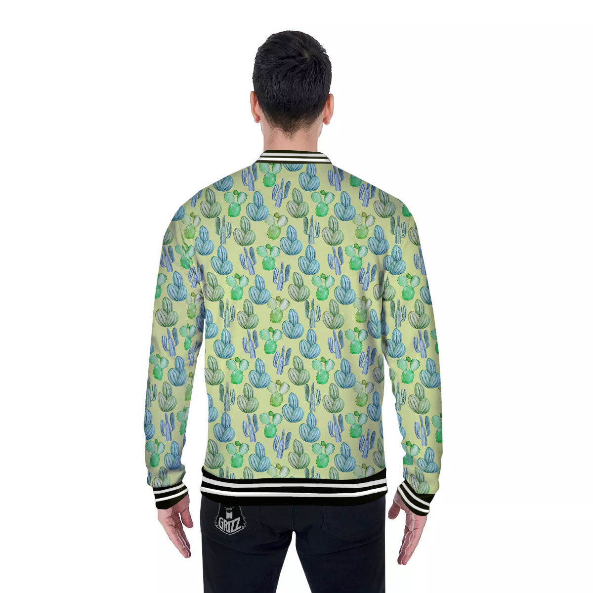 Succulent And Pastel Cactus Print Baseball Jacket-grizzshop
