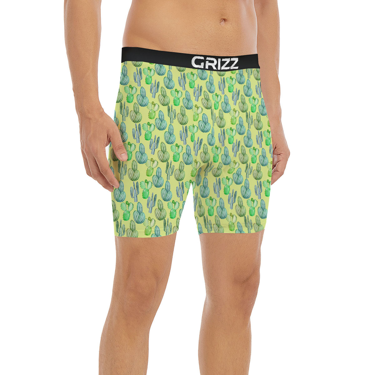 Succulent And Pastel Cactus Print Boxer Briefs-grizzshop