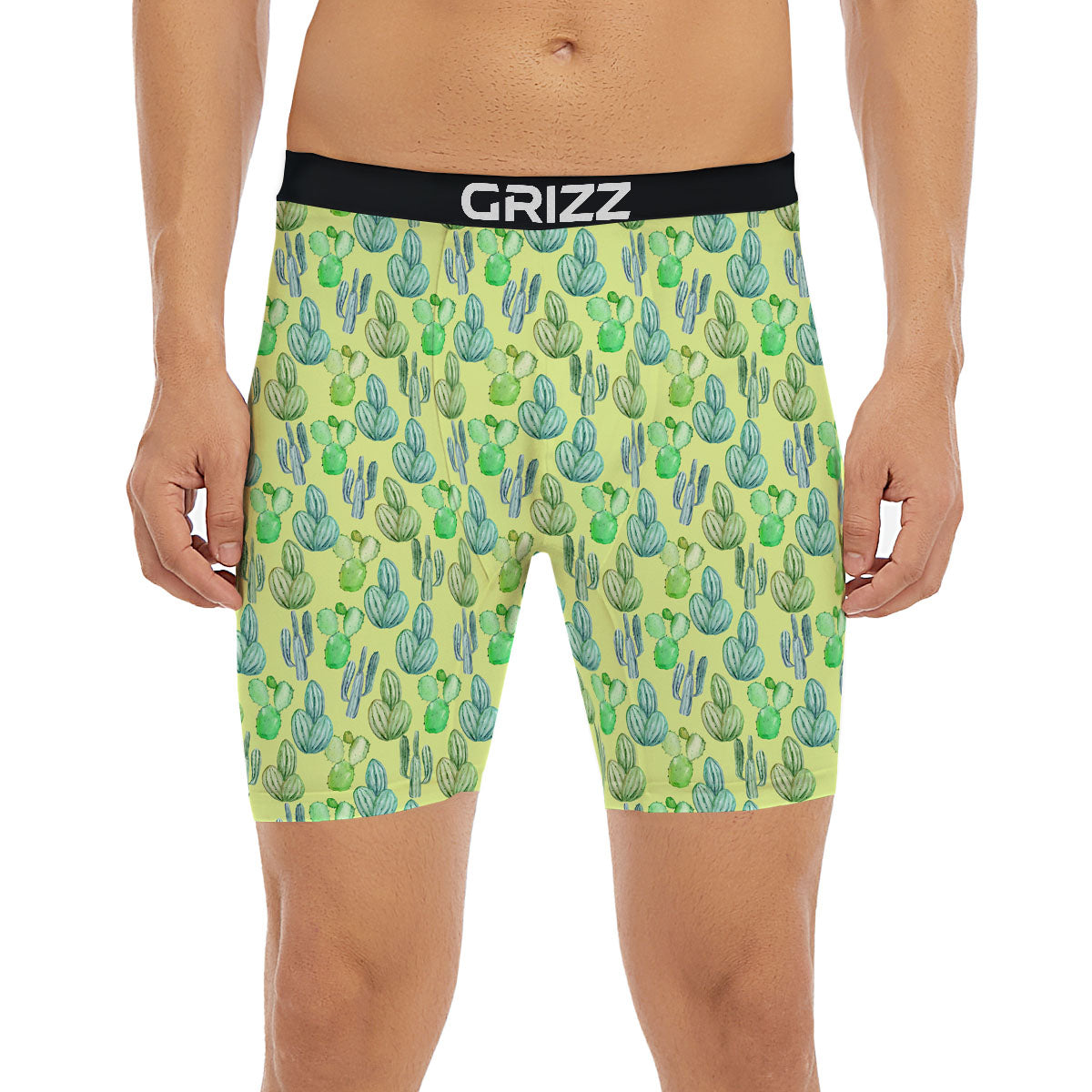 Succulent And Pastel Cactus Print Boxer Briefs-grizzshop