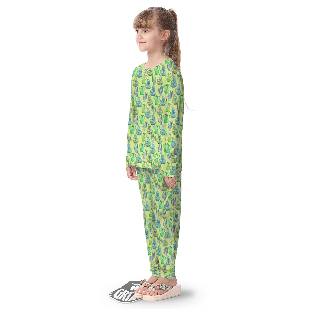 Succulent And Pastel Cactus Print Kid's Pajamas-grizzshop
