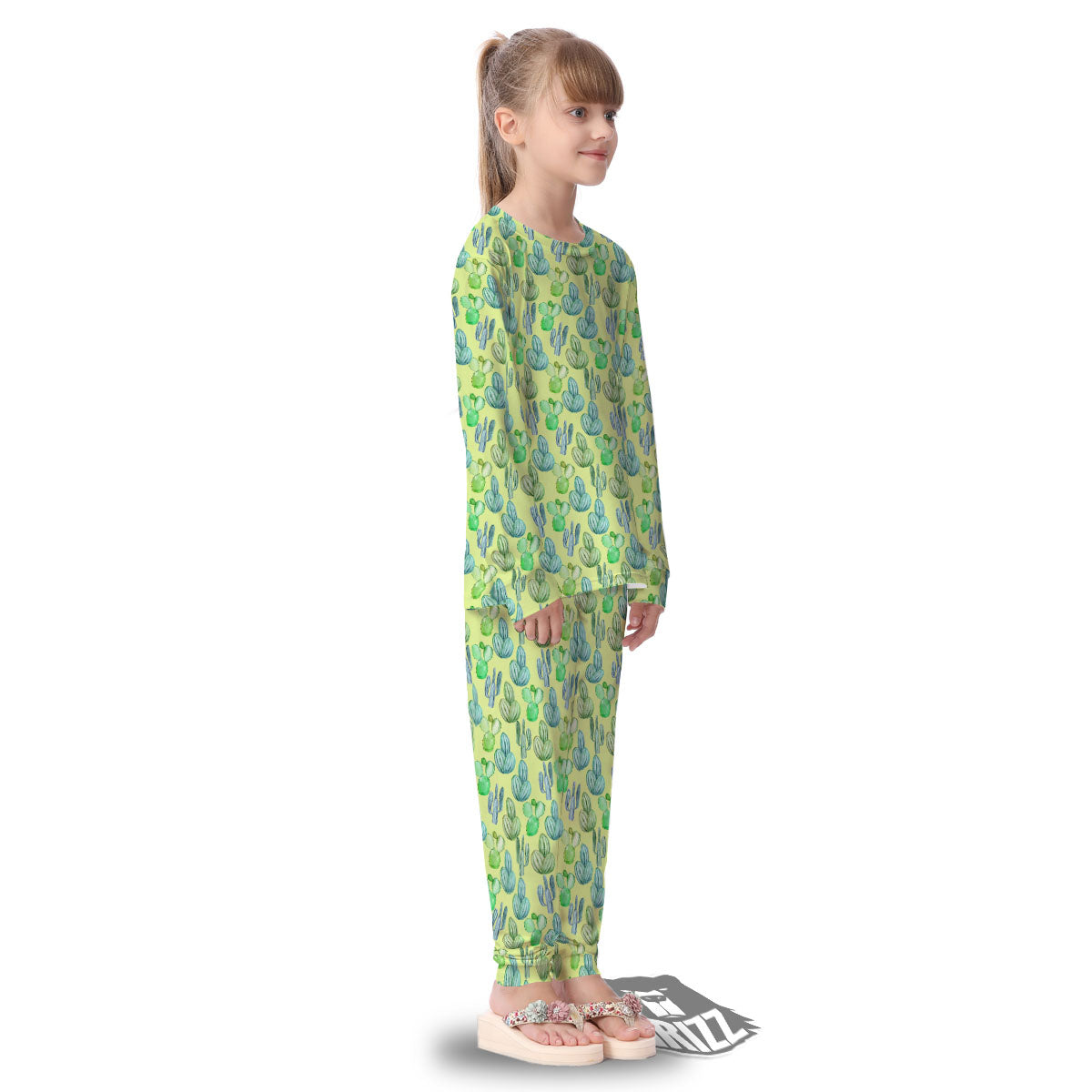 Succulent And Pastel Cactus Print Kid's Pajamas-grizzshop