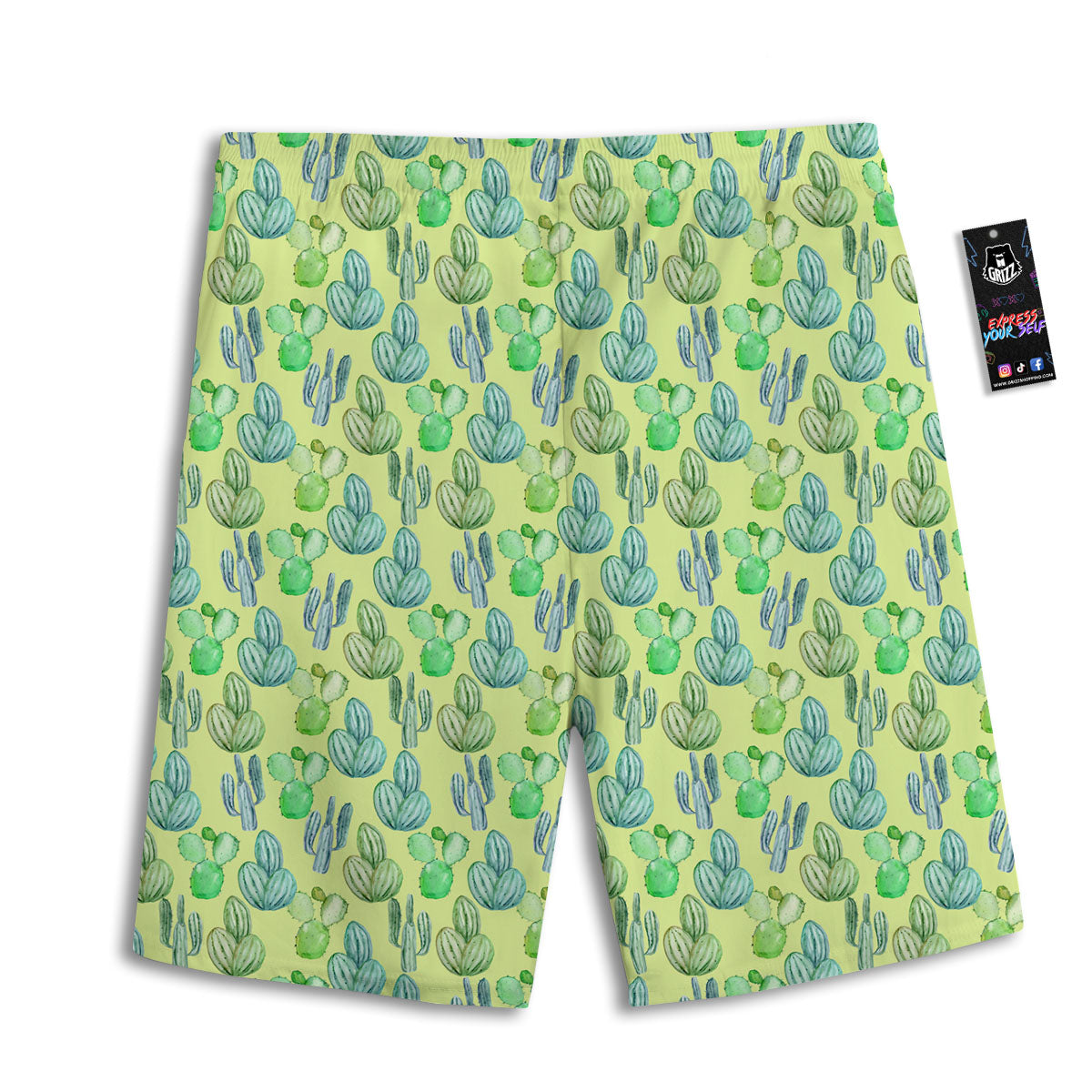 Succulent And Pastel Cactus Print Men's Athletic Shorts
