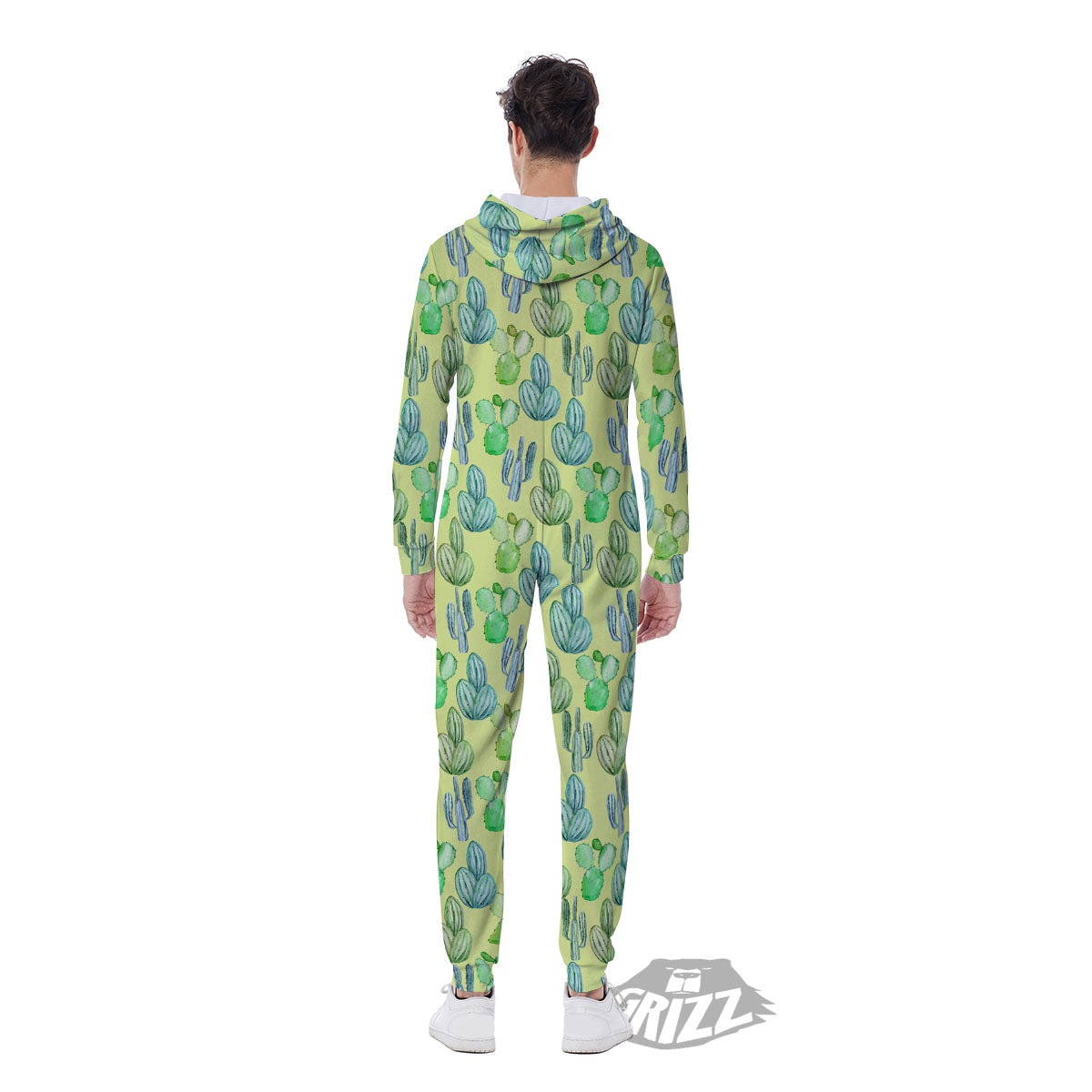 Succulent And Pastel Cactus Print Men's Jumpsuit-grizzshop