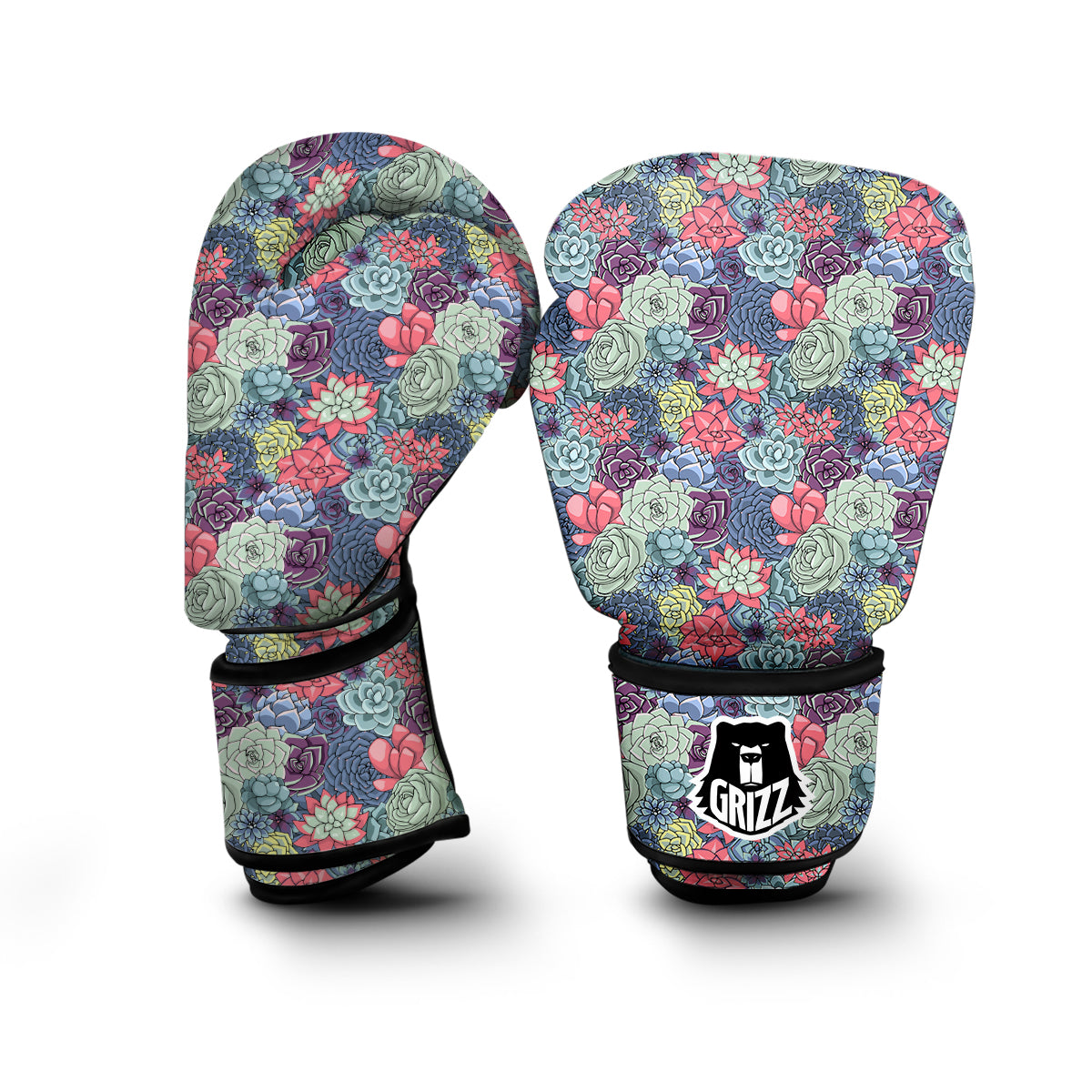 Succulent Colorful Print Pattern Boxing Gloves-grizzshop