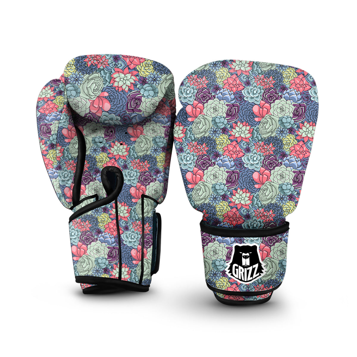 Succulent Colorful Print Pattern Boxing Gloves-grizzshop