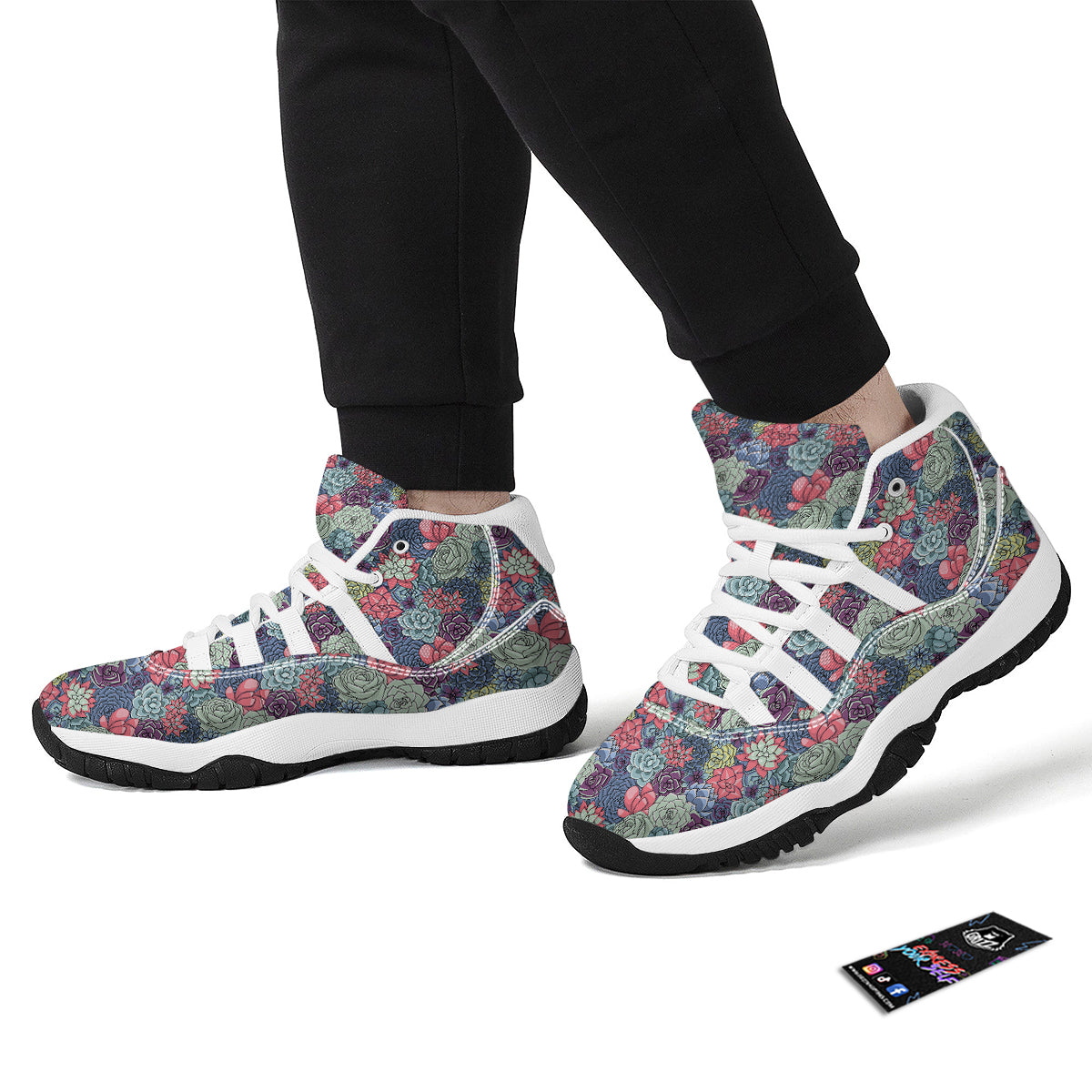 Succulent Colorful Print Pattern White Bball Shoes-grizzshop