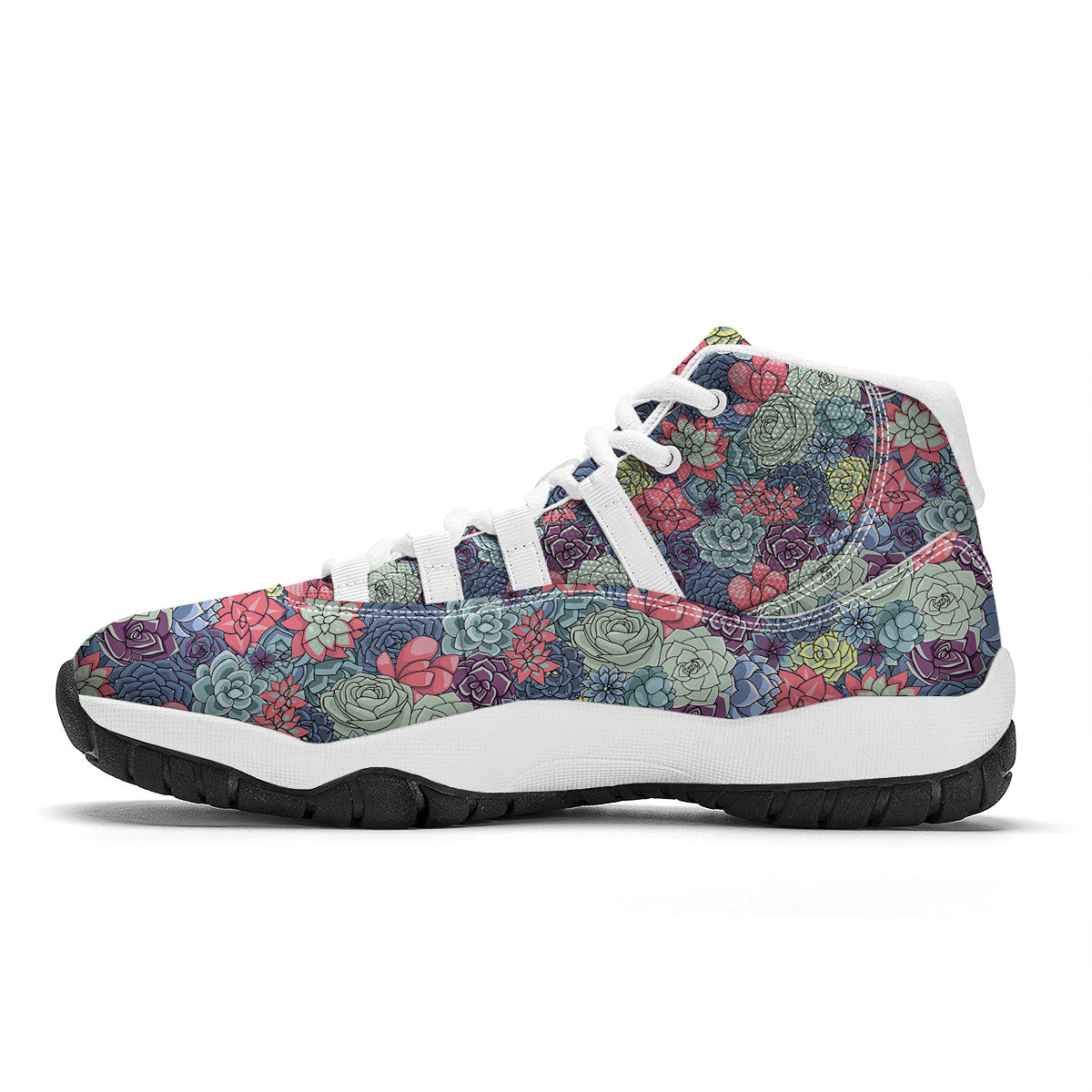 Succulent Colorful Print Pattern White Bball Shoes-grizzshop