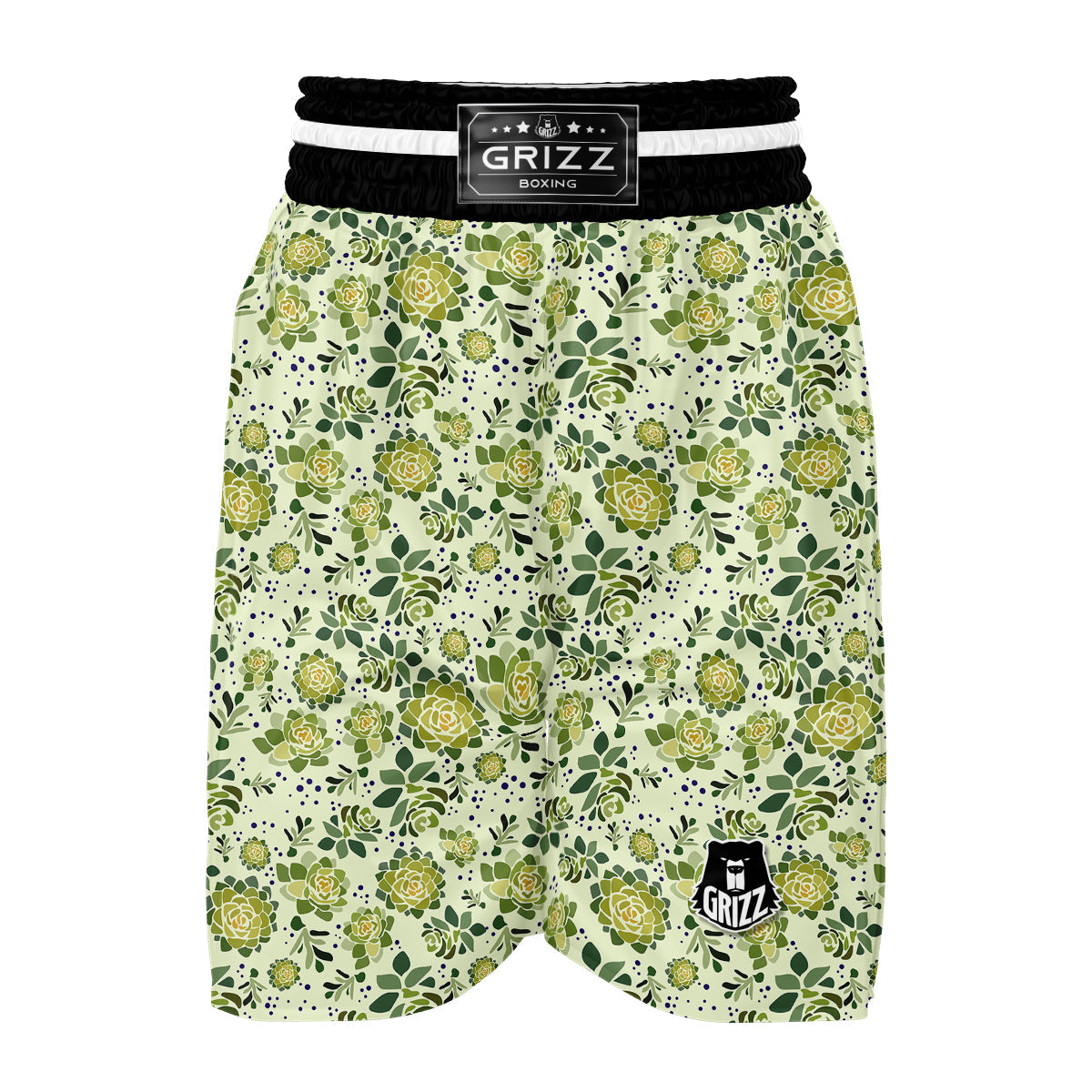 Succulent Green Print Pattern Boxing Shorts-grizzshop
