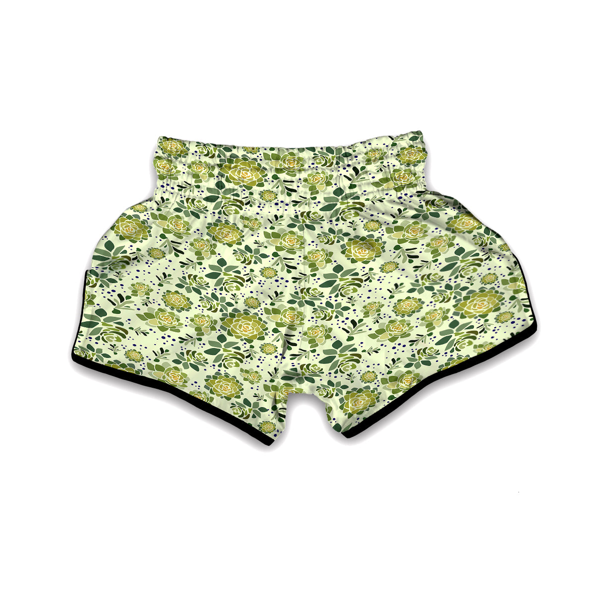 Succulent Green Print Pattern Muay Thai Boxing Shorts-grizzshop