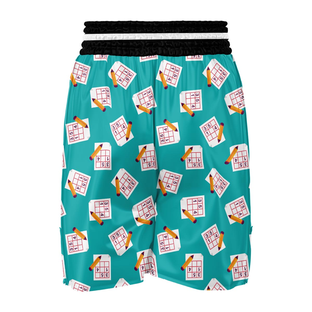 Sudoku Pattern Print Boxing Shorts-grizzshop