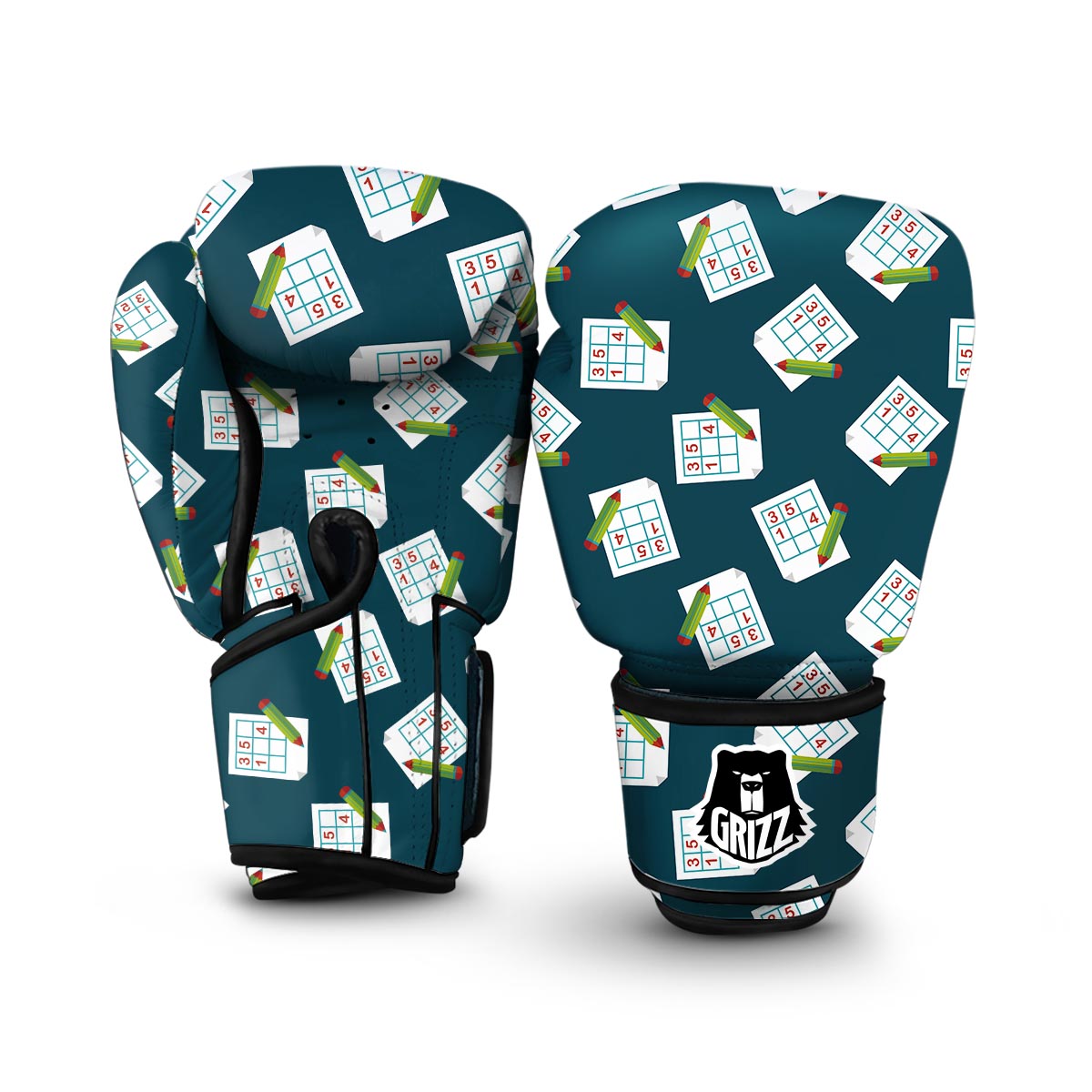 Sudoku Print Pattern Boxing Gloves-grizzshop