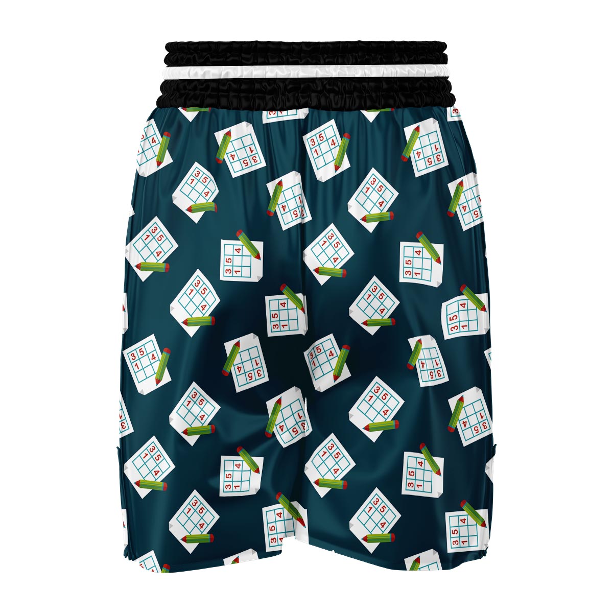 Sudoku Print Pattern Boxing Shorts-grizzshop