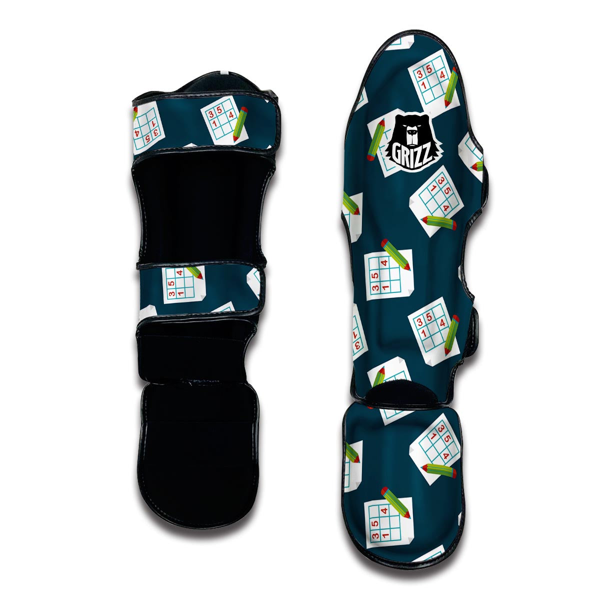 Sudoku Print Pattern Muay Thai Shin Guards-grizzshop