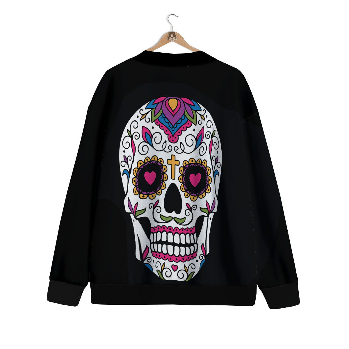 Sugar Skull Day Of The Dead Print Cardigan-grizzshop