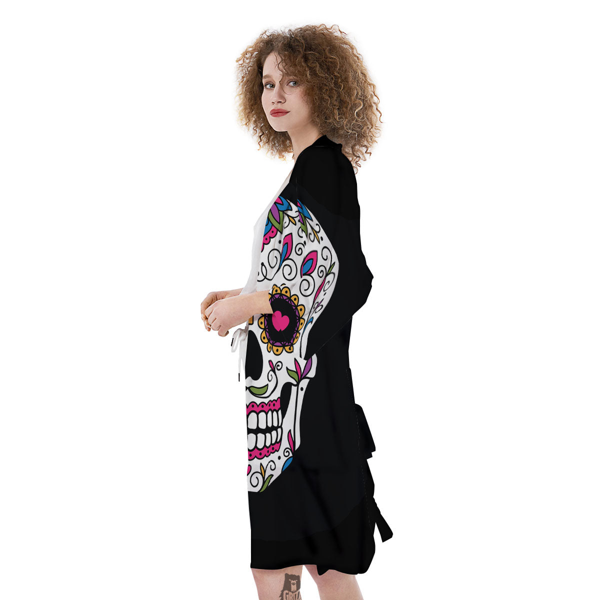 Sugar Skull Day Of The Dead Print Kimono-grizzshop