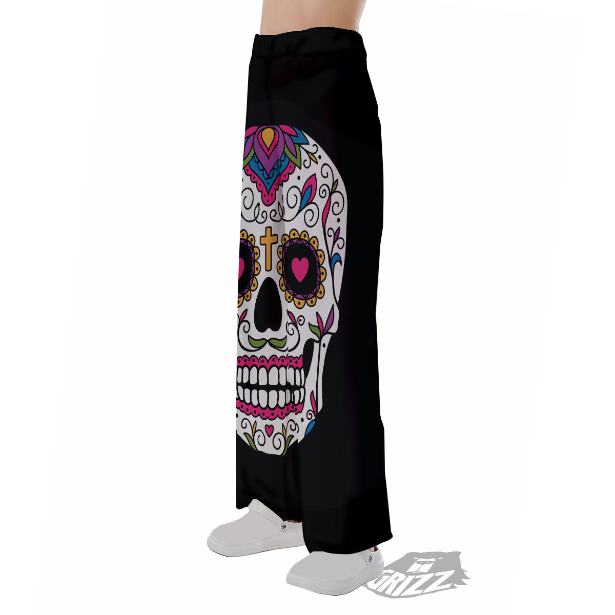Sugar Skull Day Of The Dead Print Pajama Pants-grizzshop