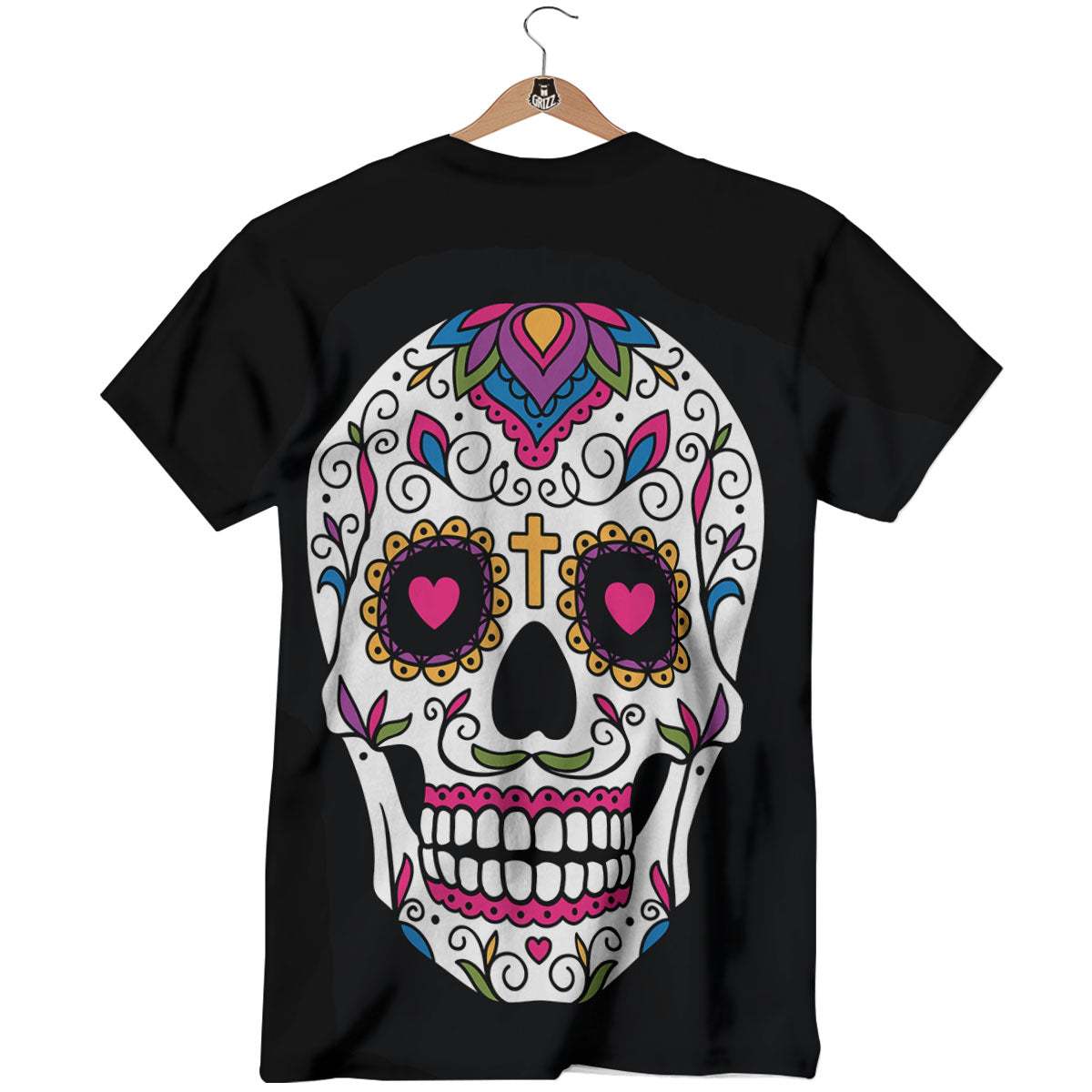 Sugar Skull Day Of The Dead Print T-Shirt-grizzshop