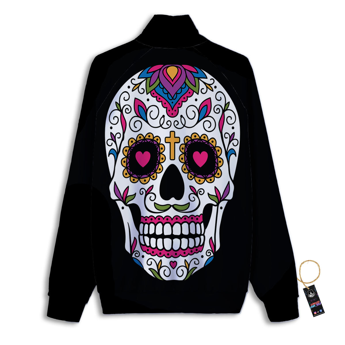 Sugar Skull Day Of The Dead Print Track Jacket-grizzshop