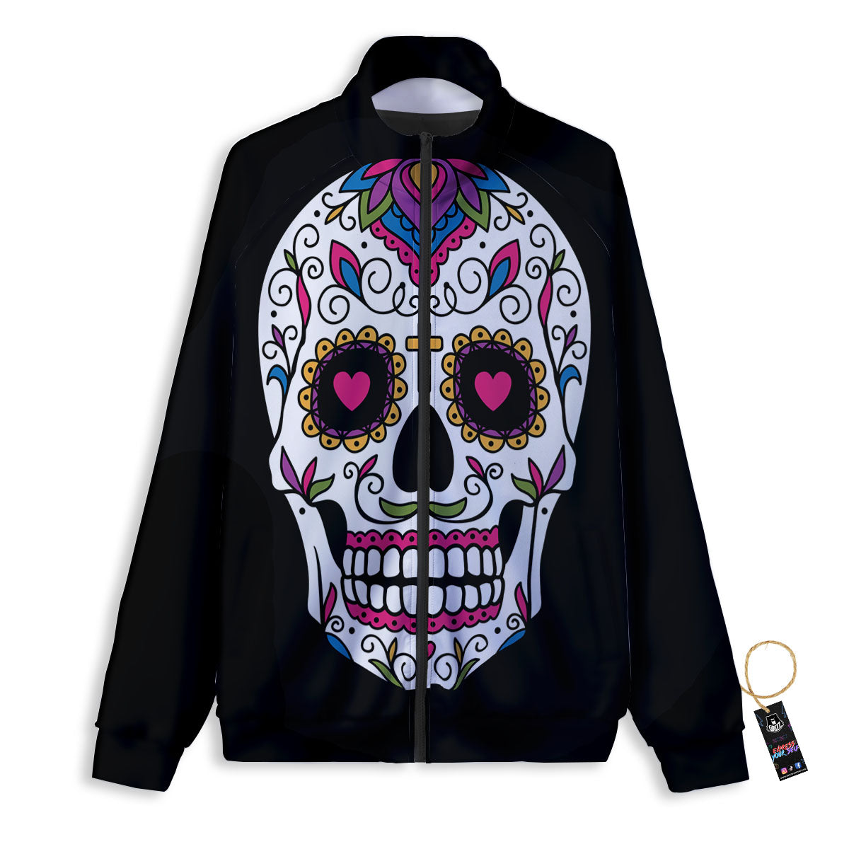 Sugar Skull Day Of The Dead Print Track Jacket-grizzshop