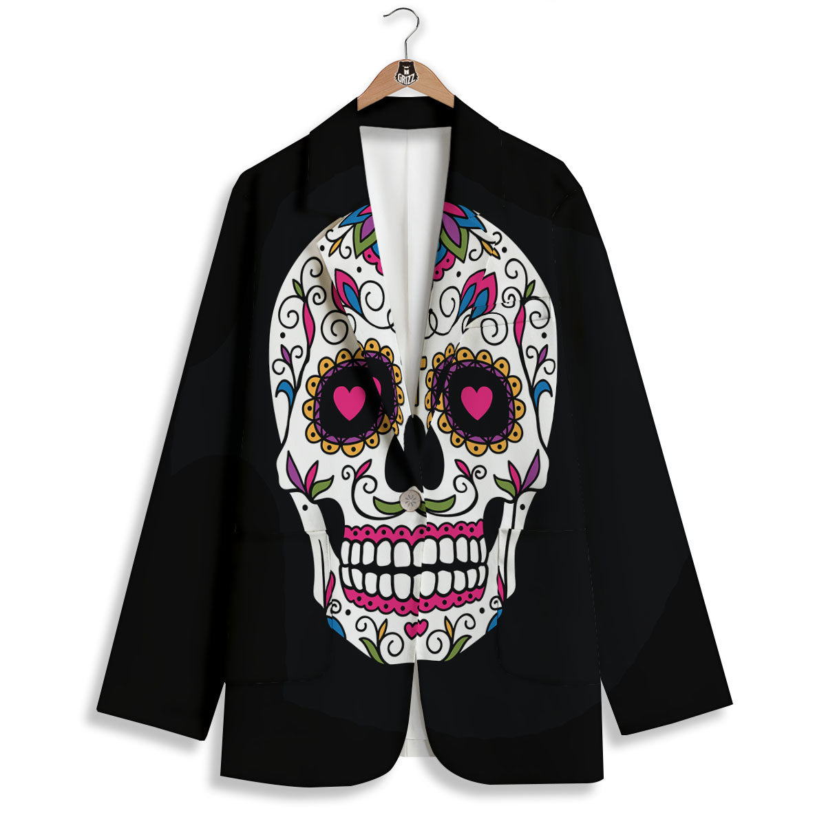 Sugar Skull Day Of The Dead Print Women's Blazer-grizzshop