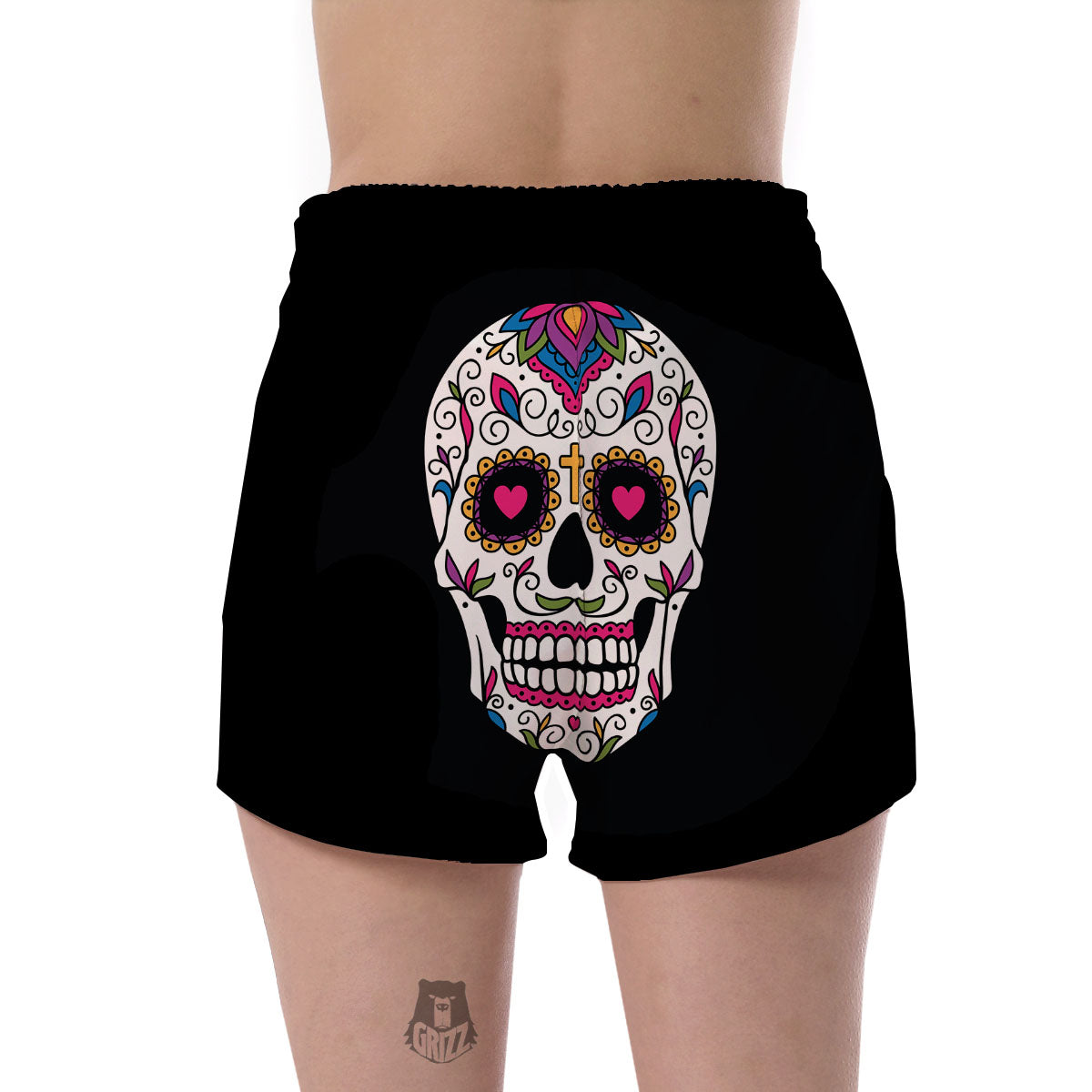 Sugar Skull Day Of The Dead Print Women's Shorts-grizzshop