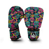 Sugar Skull Girly Skeleton Floral Pattern Print Boxing Gloves-grizzshop