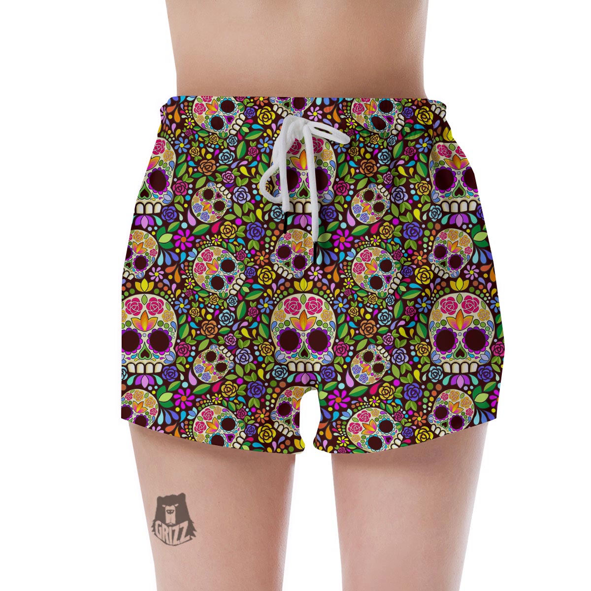Sugar Skull Mexican Floral Women's Shorts-grizzshop