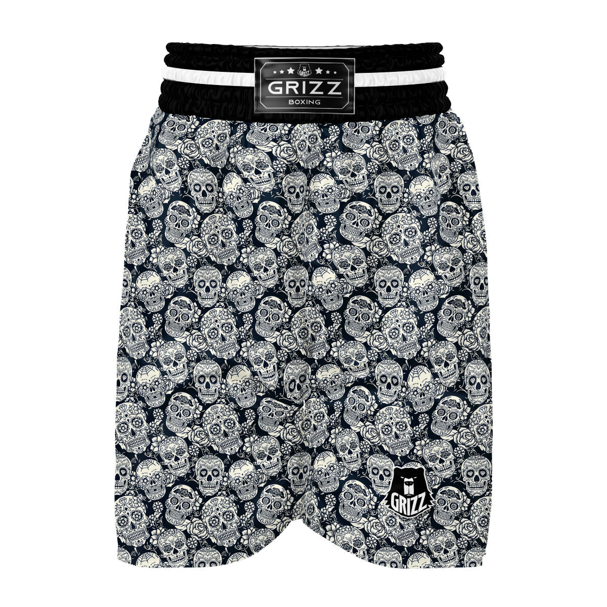 Sugar Skull Pattern Boxing Shorts-grizzshop