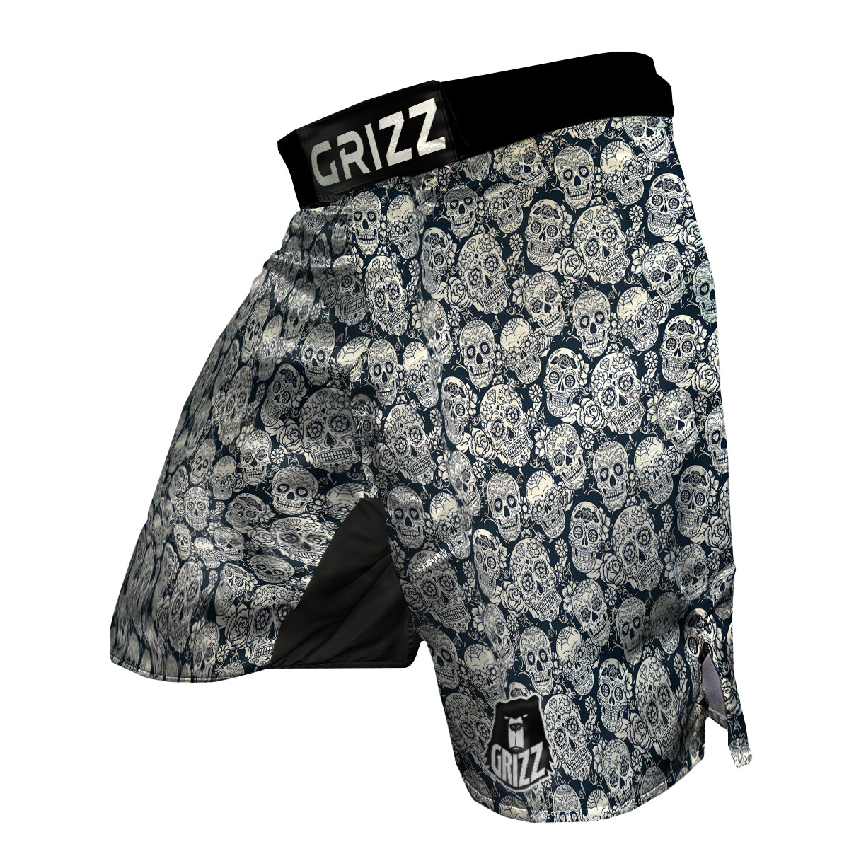 Sugar Skull Pattern MMA Shorts-grizzshop