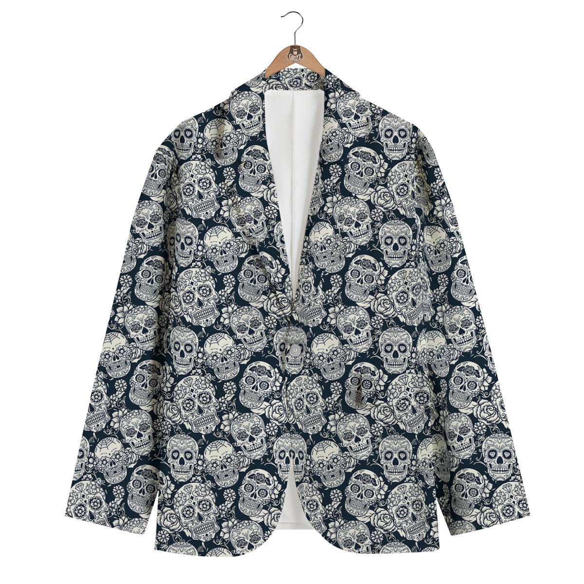 Sugar Skull Pattern Men's Blazer-grizzshop