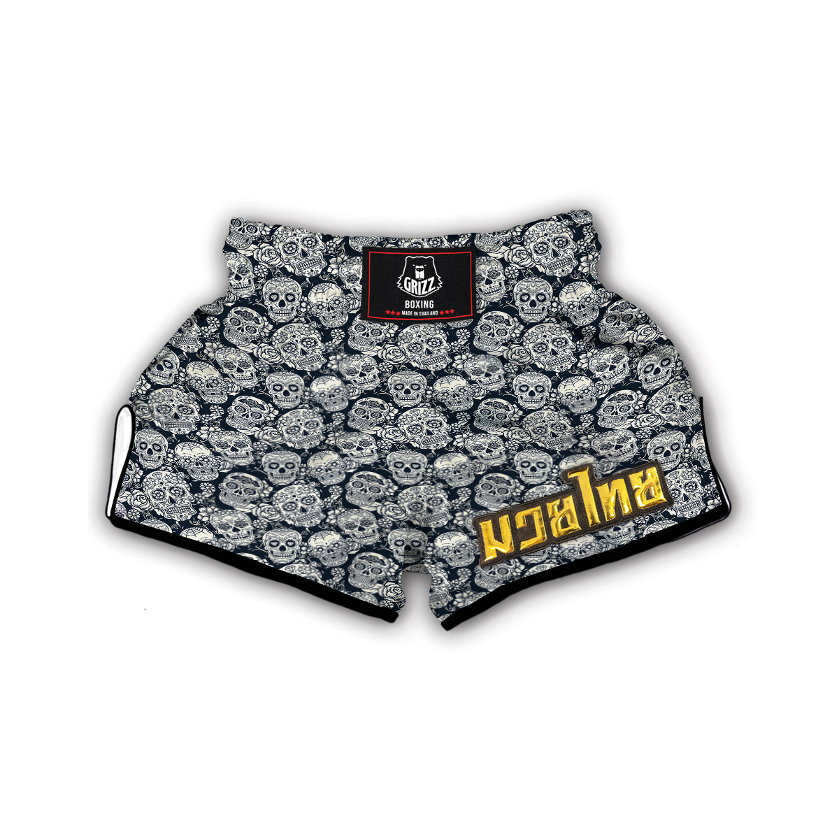 Sugar Skull Pattern Muay Thai Boxing Shorts-grizzshop