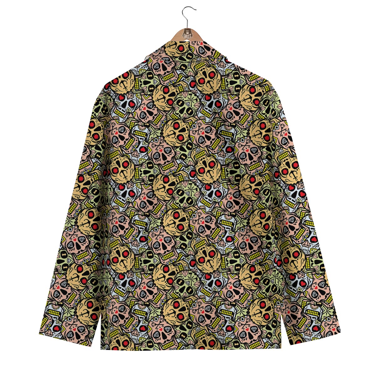 Sugar Skull Pattern Pirnt Men's Blazer-grizzshop