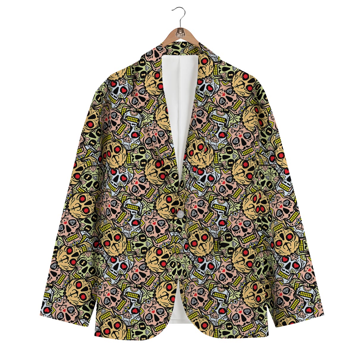 Sugar Skull Pattern Pirnt Men's Blazer-grizzshop