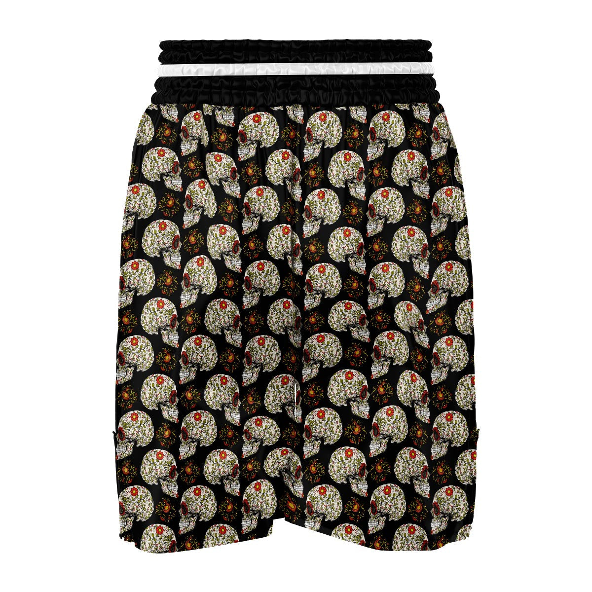 Sugar Skull Pattern Print Boxing Shorts-grizzshop