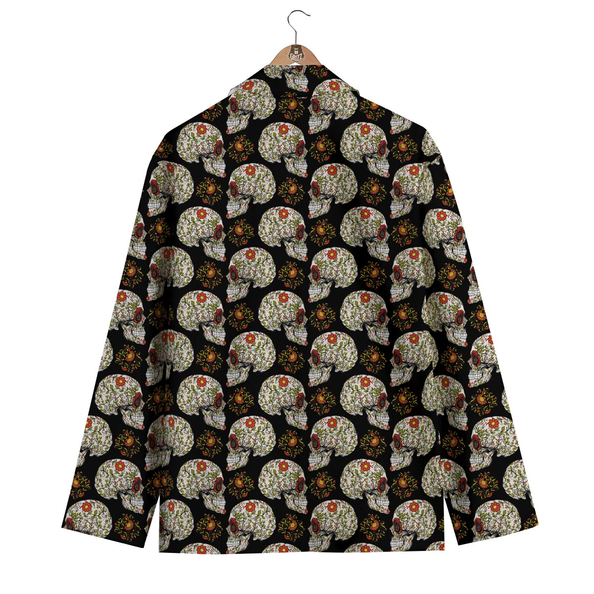 Sugar Skull Pattern Print Men's Blazer-grizzshop