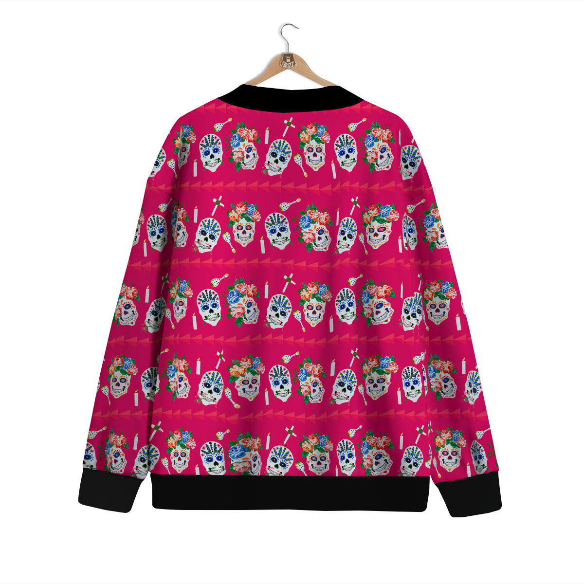 Sugar Skull Pink Print Pattern Cardigan-grizzshop