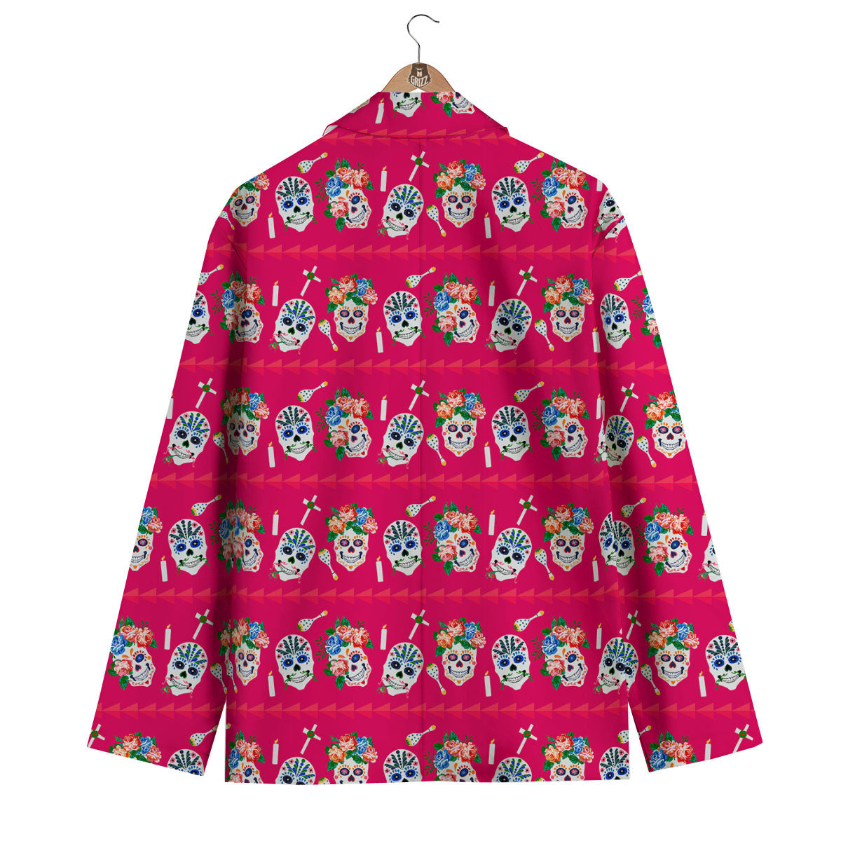 Sugar Skull Pink Print Pattern Men's Blazer-grizzshop