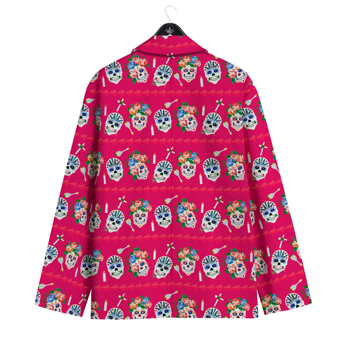 Sugar Skull Pink Print Pattern Men's Sport Coat-grizzshop