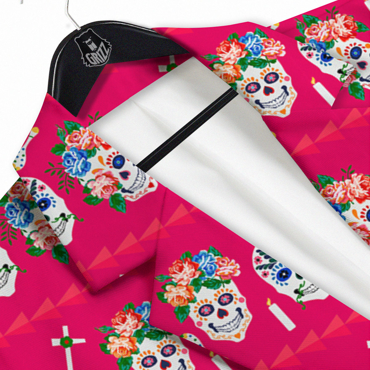 Sugar Skull Pink Print Pattern Men's Sport Coat-grizzshop