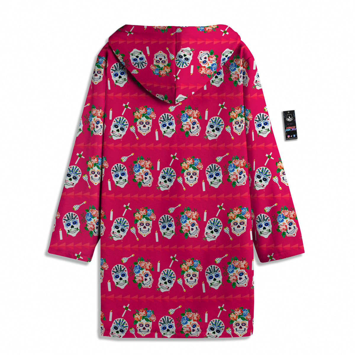Sugar Skull Pink Print Pattern Men's Windbreaker Jacket-grizzshop