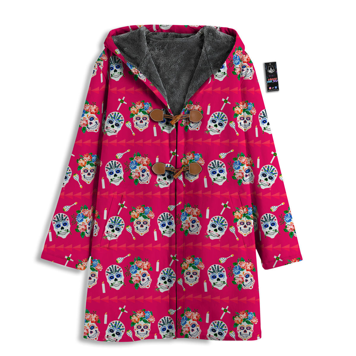 Sugar Skull Pink Print Pattern Men's Windbreaker Jacket-grizzshop