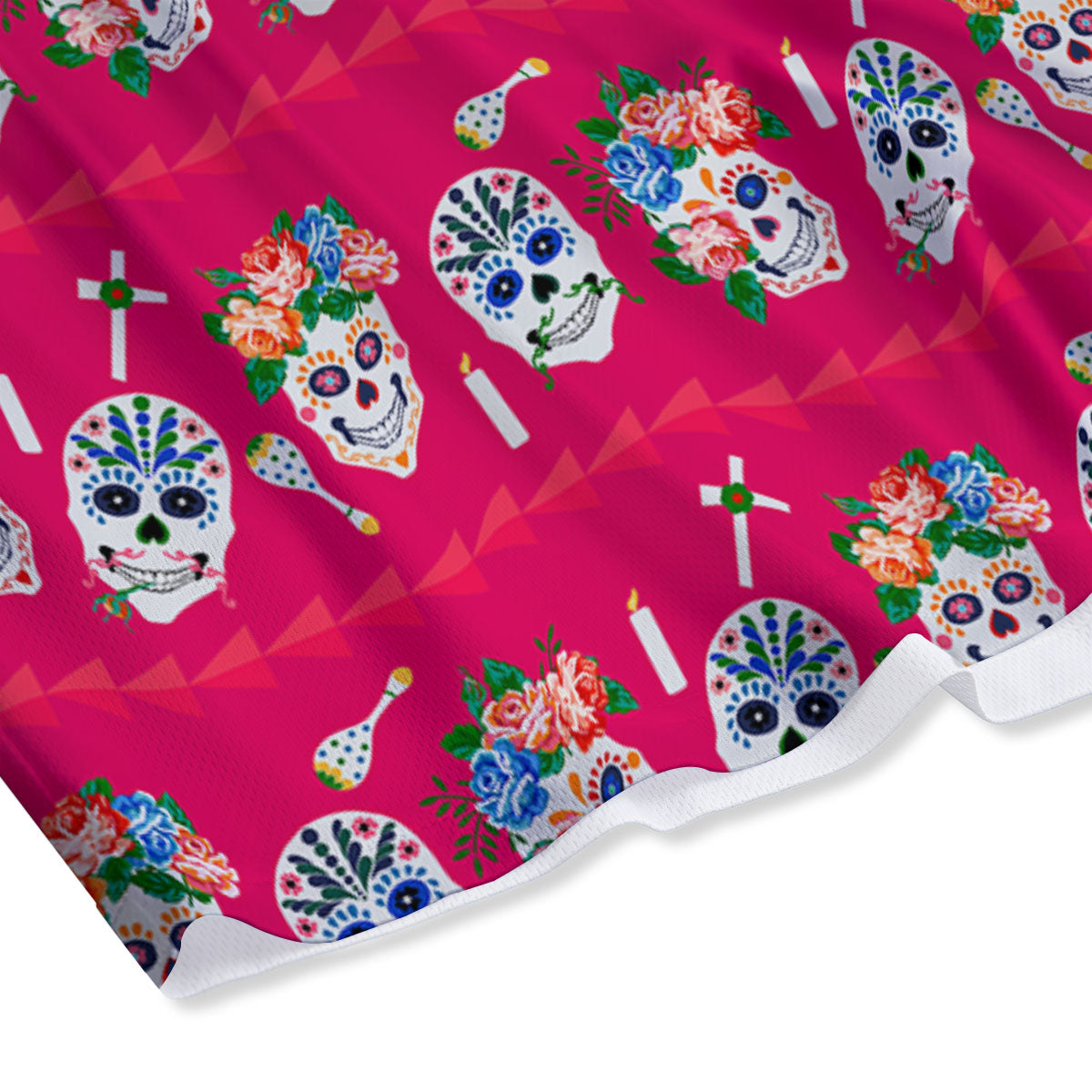 Sugar Skull Pink Print Pattern Mesh Shorts