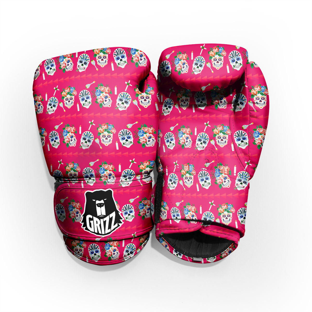 Sugar Skull Pink Print Pattern Pro Boxing Glove