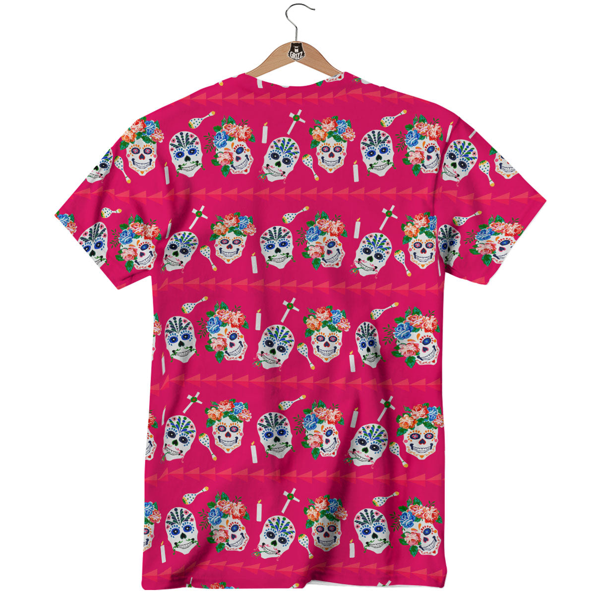 Sugar Skull Pink Print Pattern T-Shirt-grizzshop