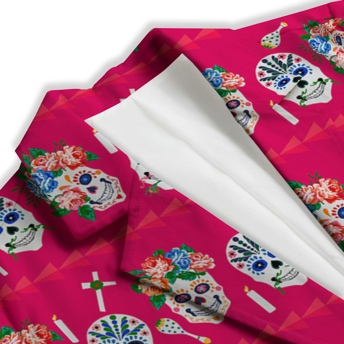 Sugar Skull Pink Print Pattern Women's Blazer-grizzshop