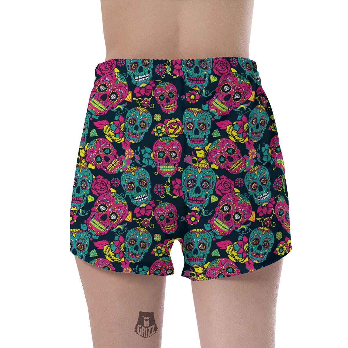 Sugar Skull Print Women's Shorts-grizzshop