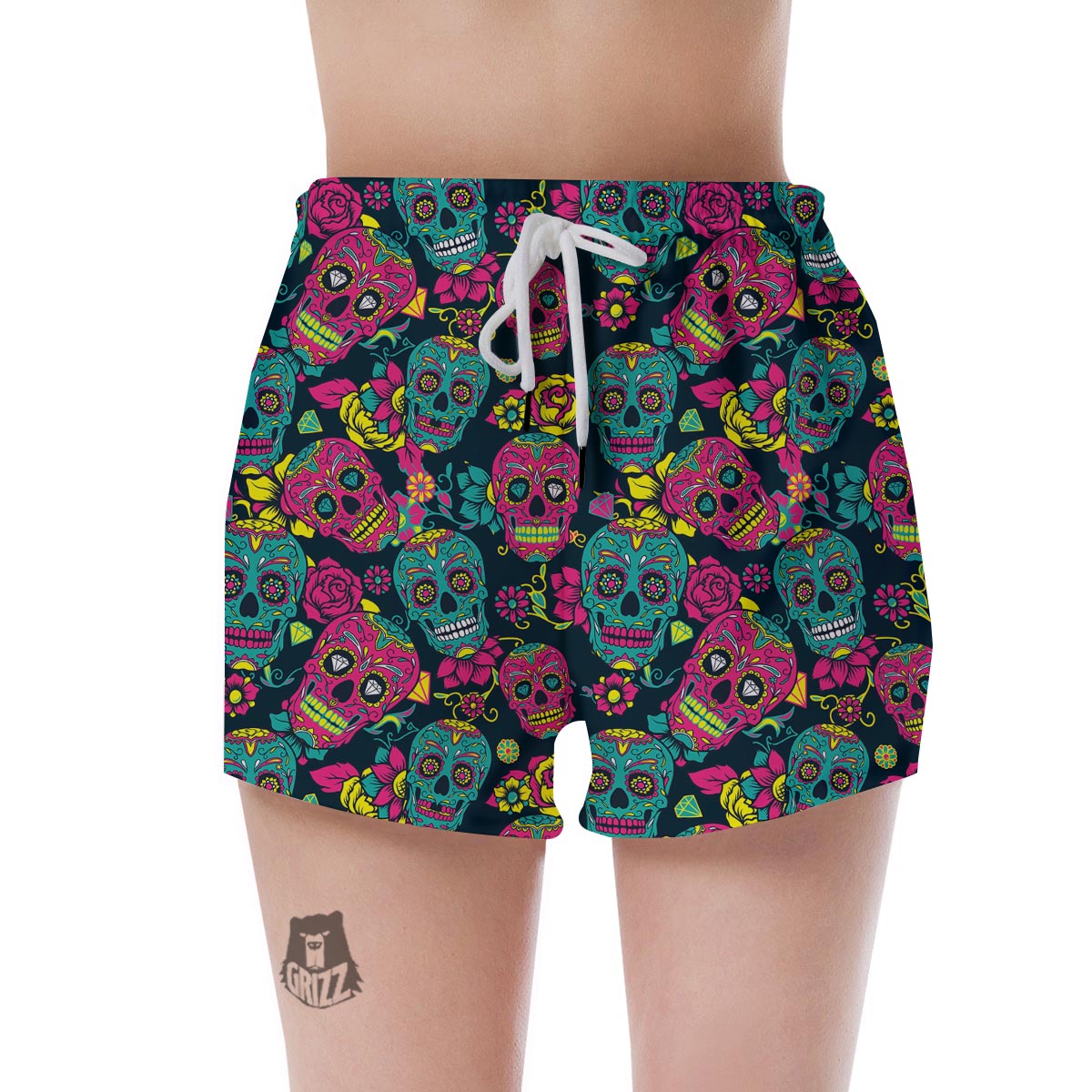 Sugar Skull Print Women's Shorts-grizzshop